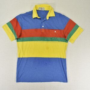 Vintage Single Stitch Sansabelt Polo Shirt Golf Striped Colorblock Medium